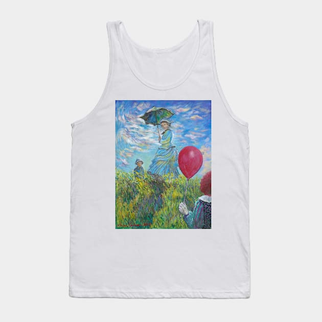 Woman with a Parasol, Clown with a Balloon Tank Top by LouiseSullivanArt